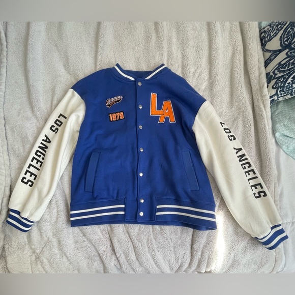 H&M Jackets & Coats Small Blue And Orange Hm Varsity Jacket Poshmark